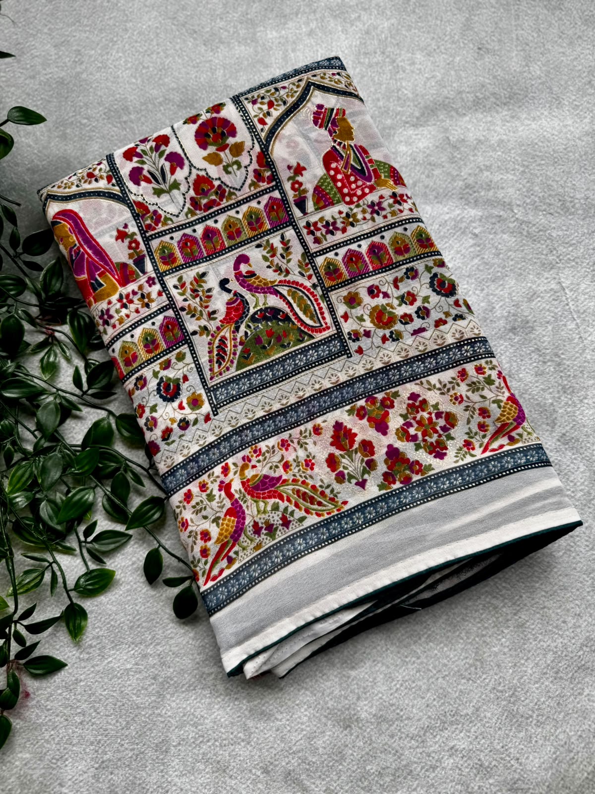 Multicolor crepe saree
