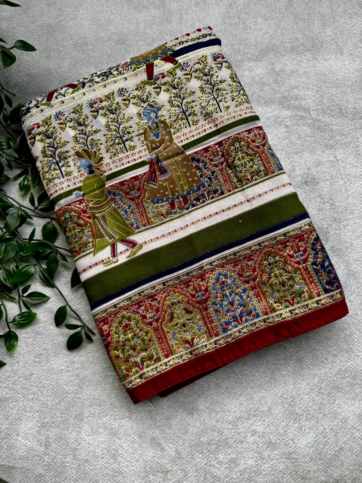 Multicolor crepe saree