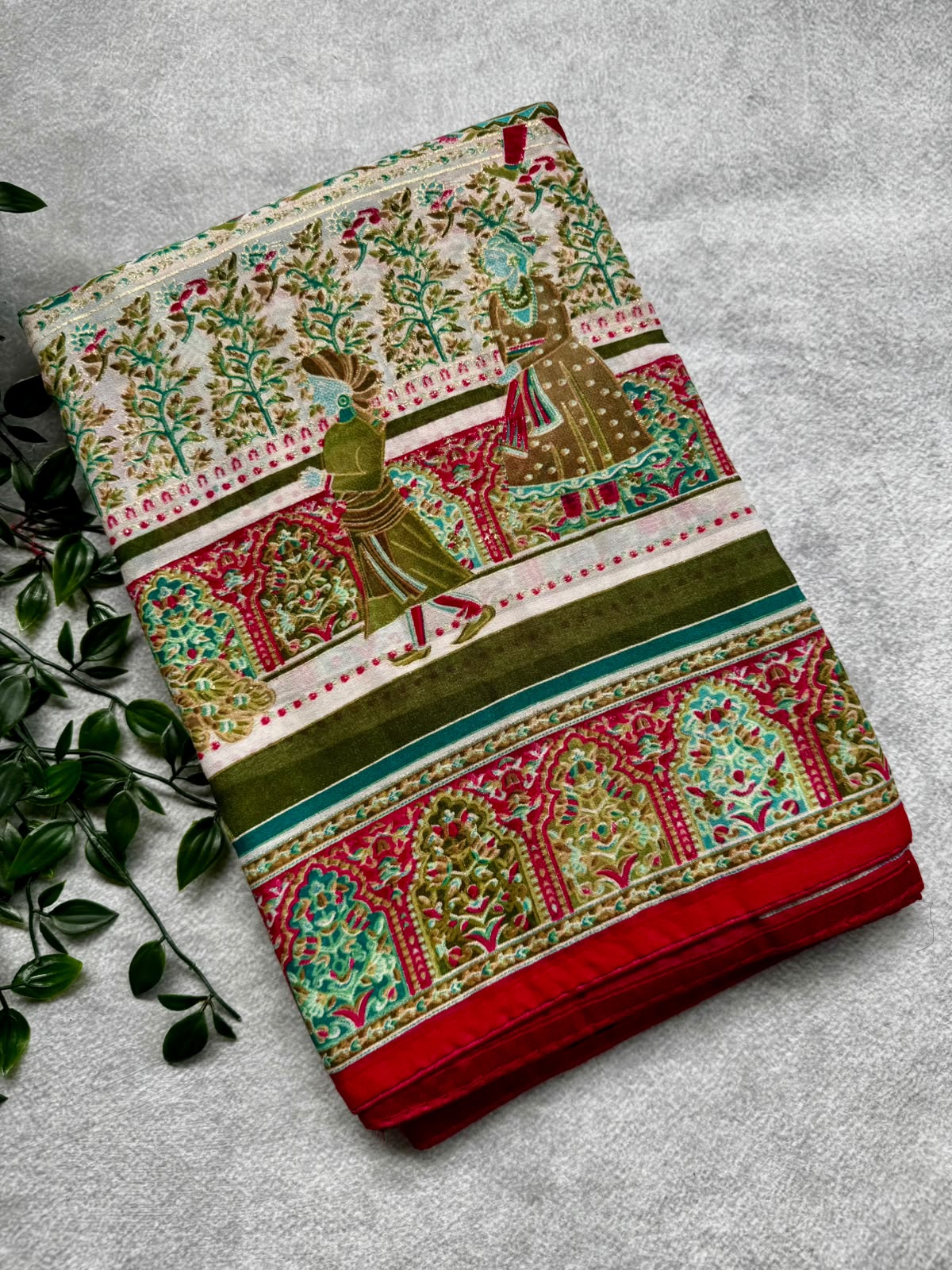 Multicolor crepe saree