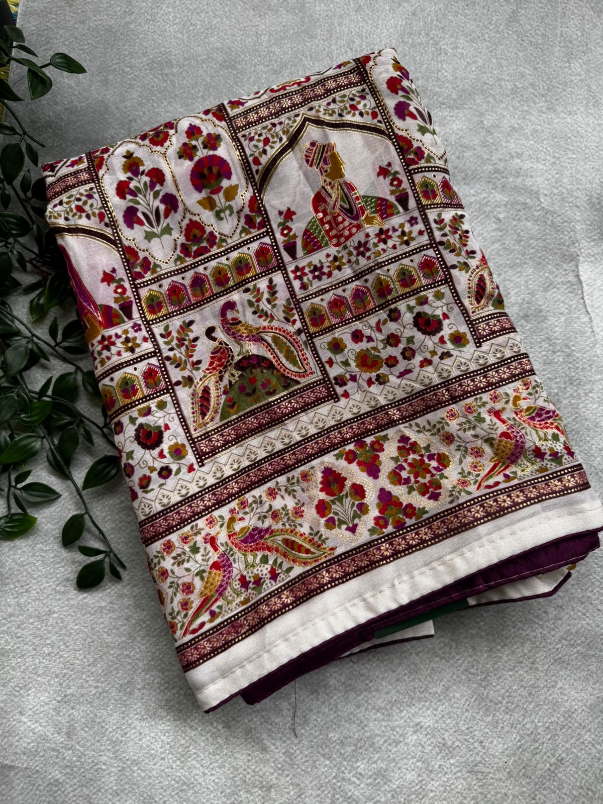 Multicolor crepe saree