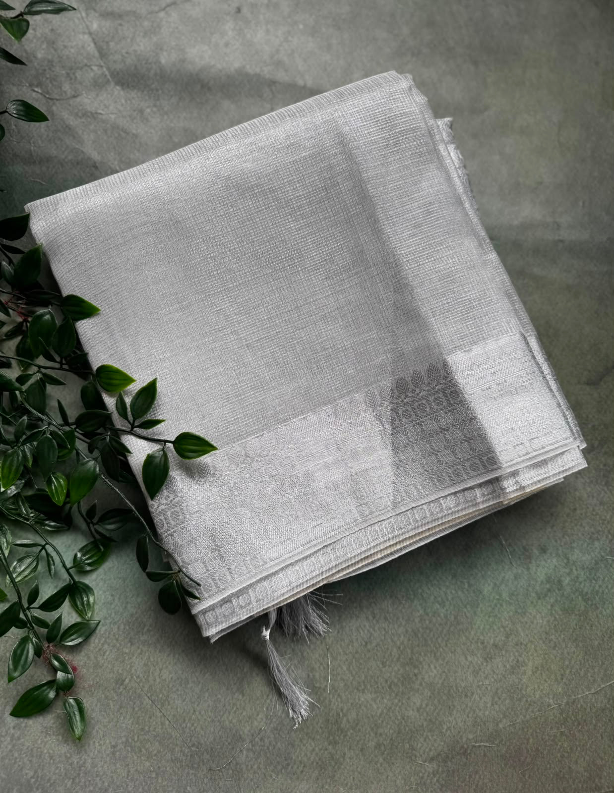 Silver tissue saree