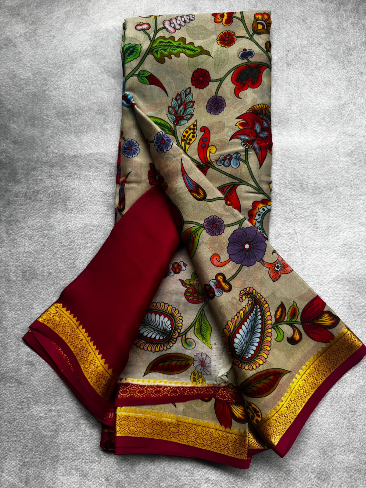 Digital print pure mysore crepe silk saree