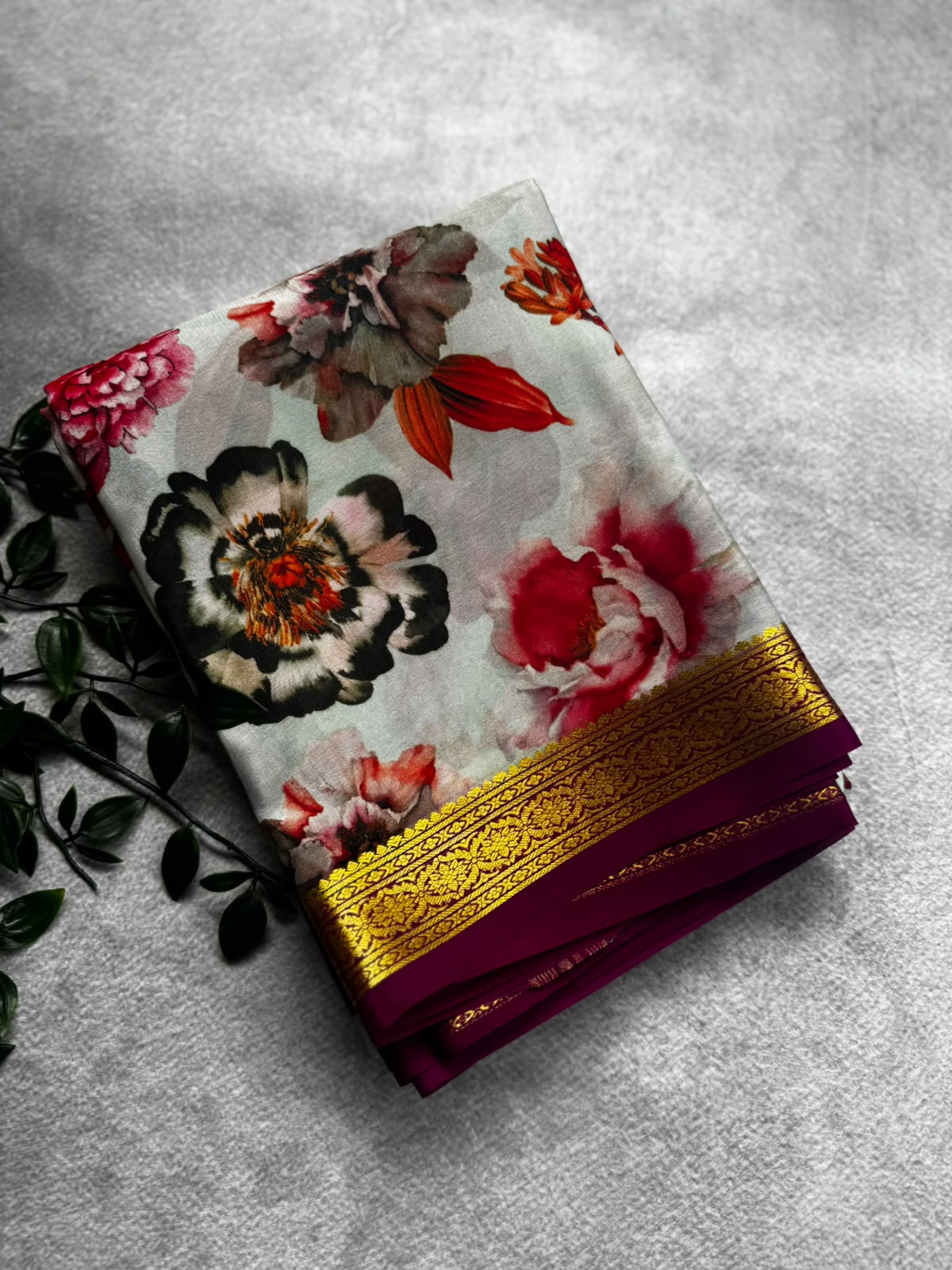 Digital print pure mysore crepe silk saree