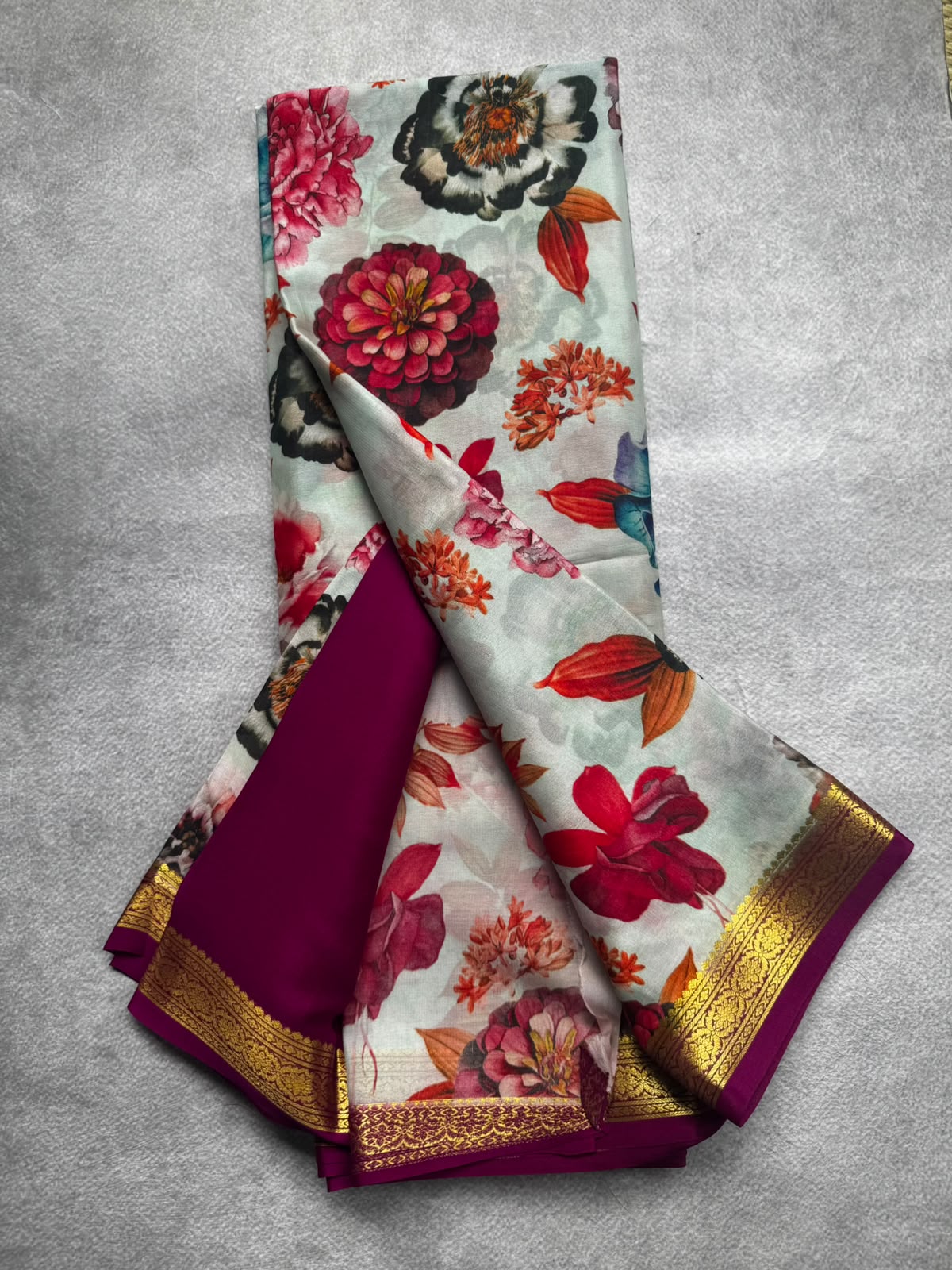 Digital print pure mysore crepe silk saree