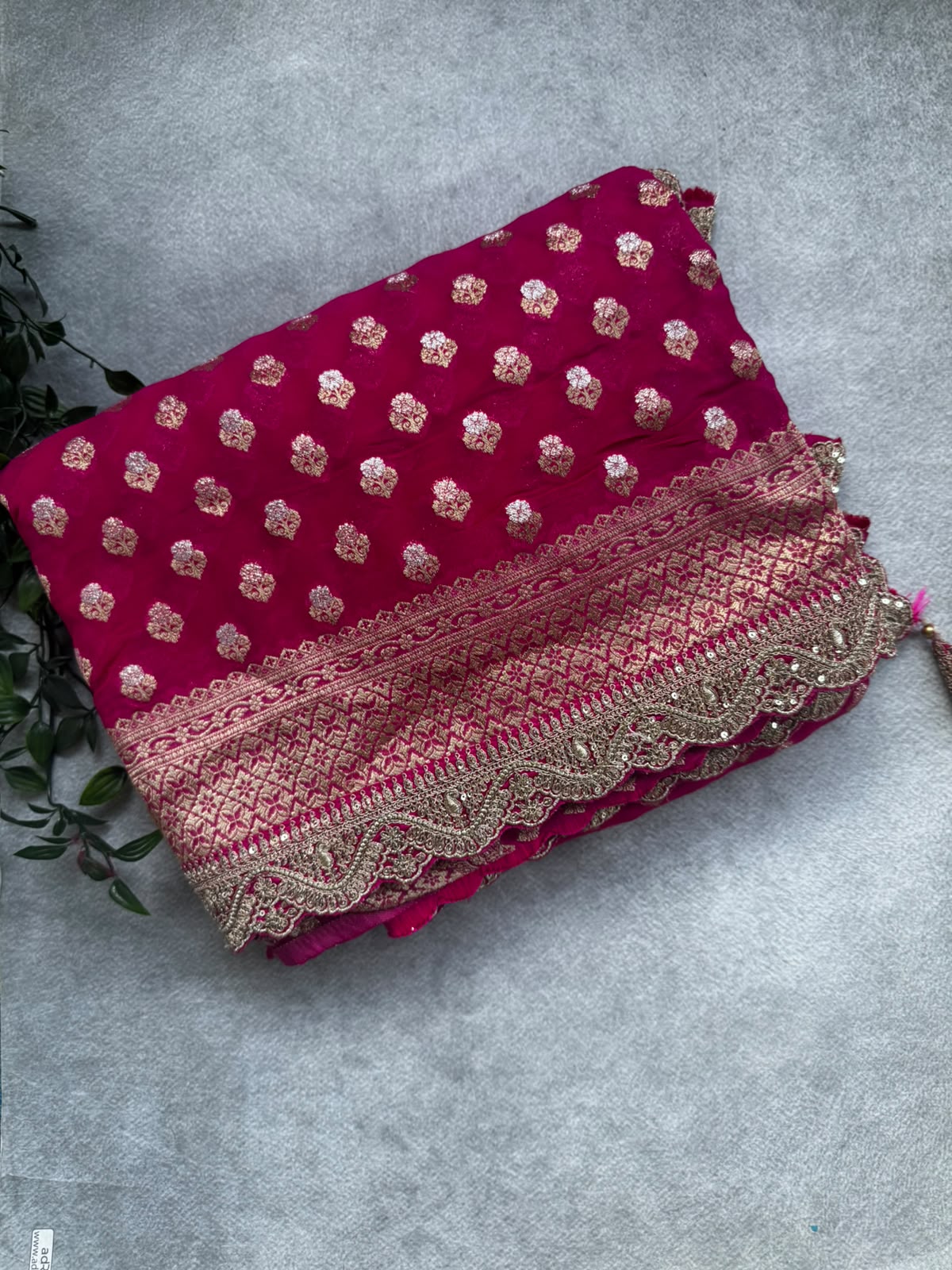 Pink crepe georgette saree