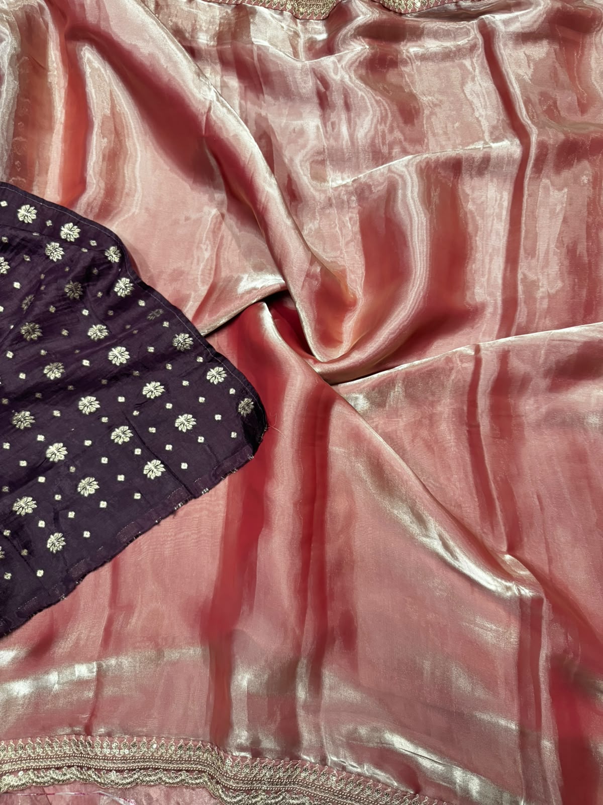 Peach tissue saree