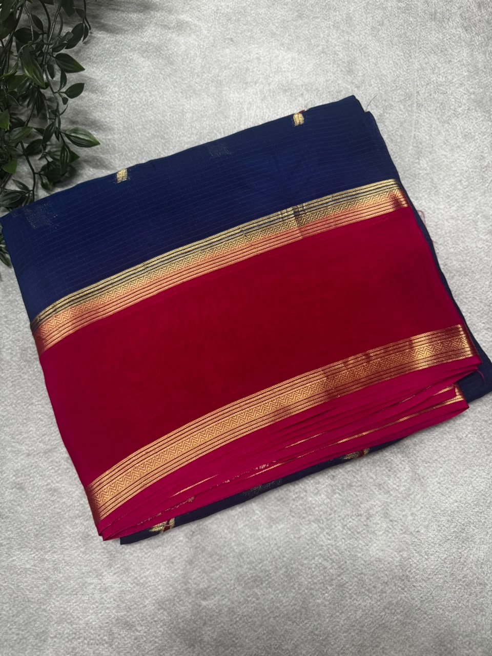 Peacock blue kota checks crepe saree