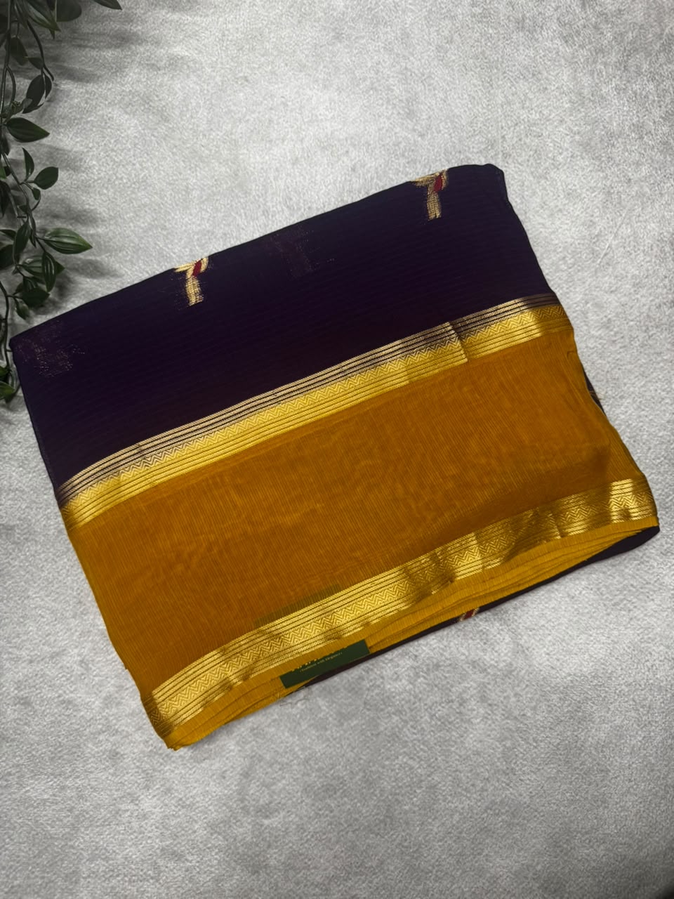 Purple kota checks crepe saree