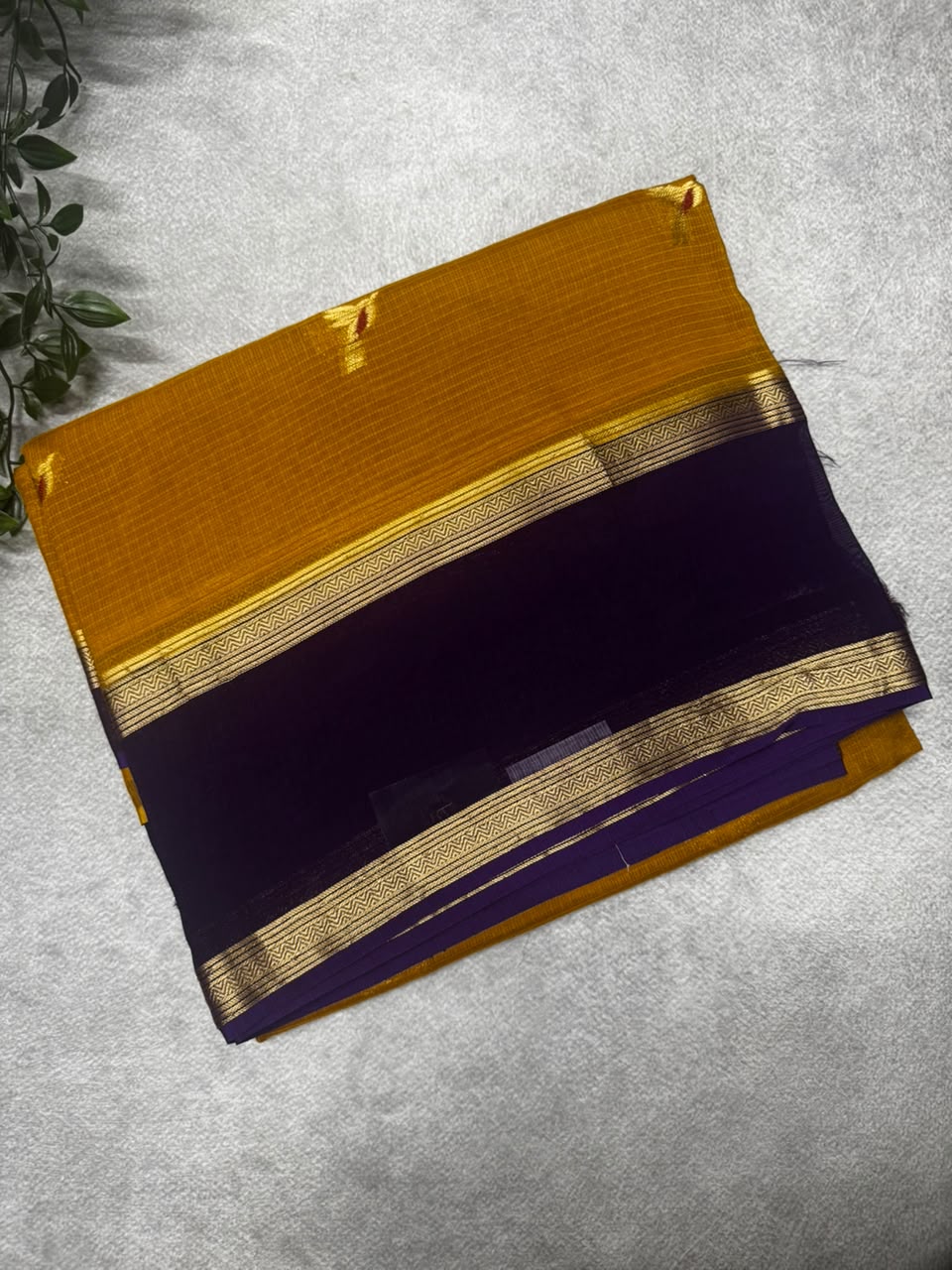 Mustard kota checks crepe saree