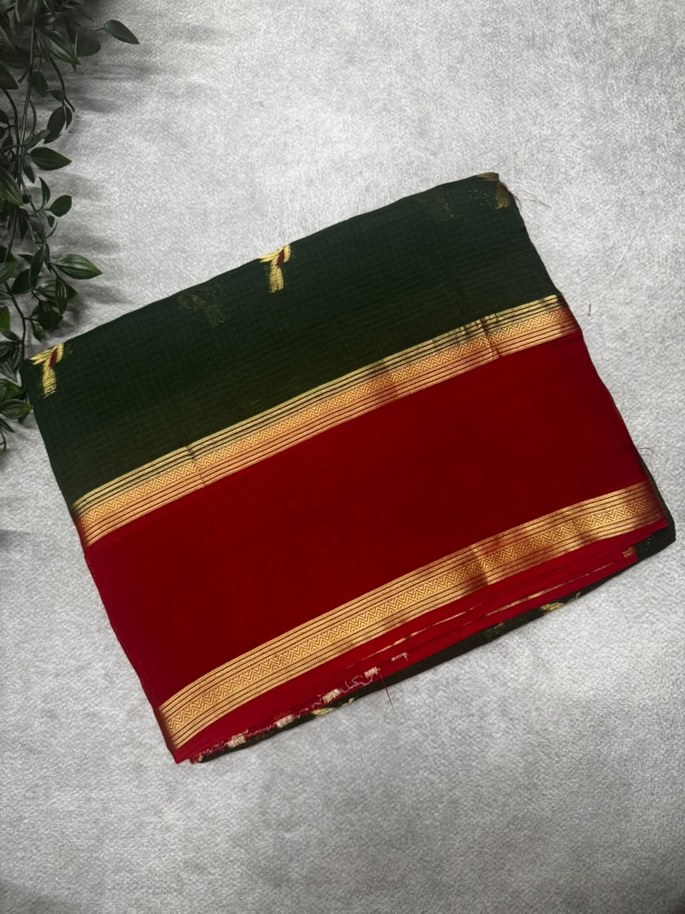 Green kota checks crepe saree