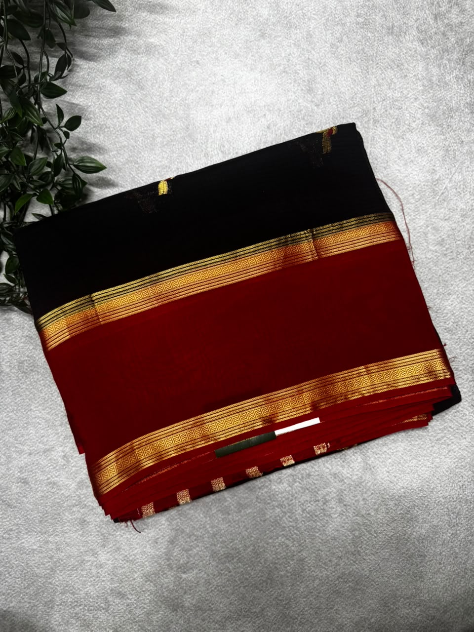 Black kota checks crepe saree
