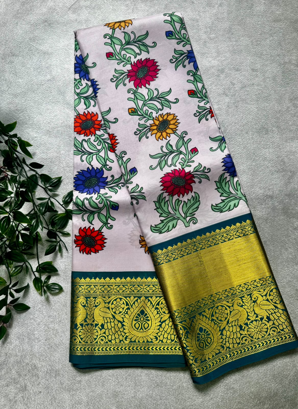 Digital print pure kanchi silk saree