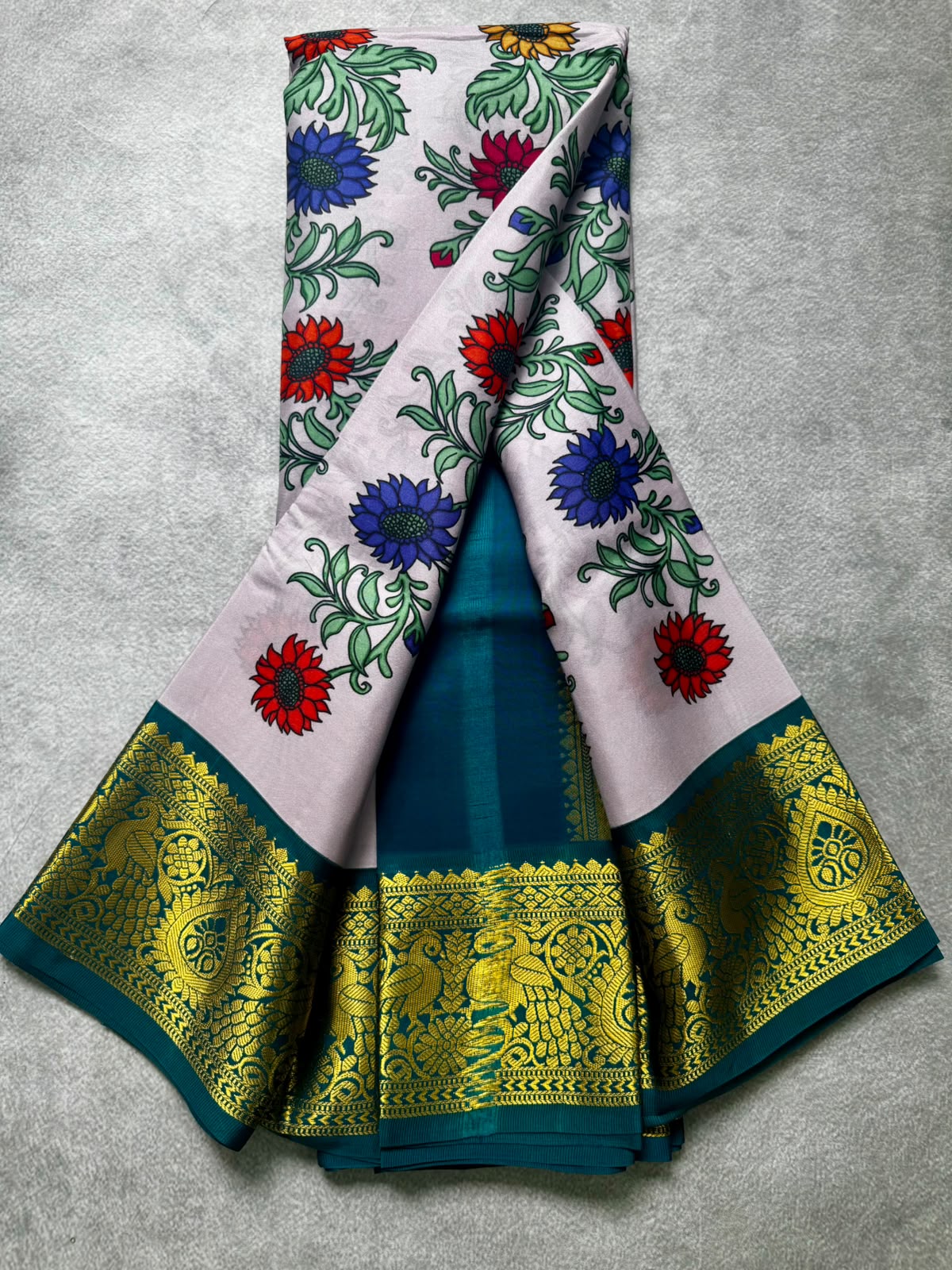 Digital print pure kanchi silk saree