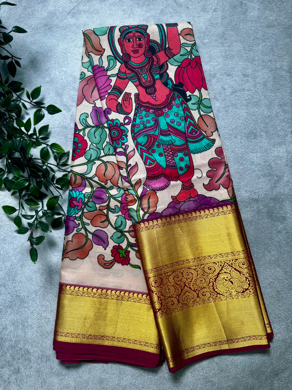 Digital print pure kanchi silk saree
