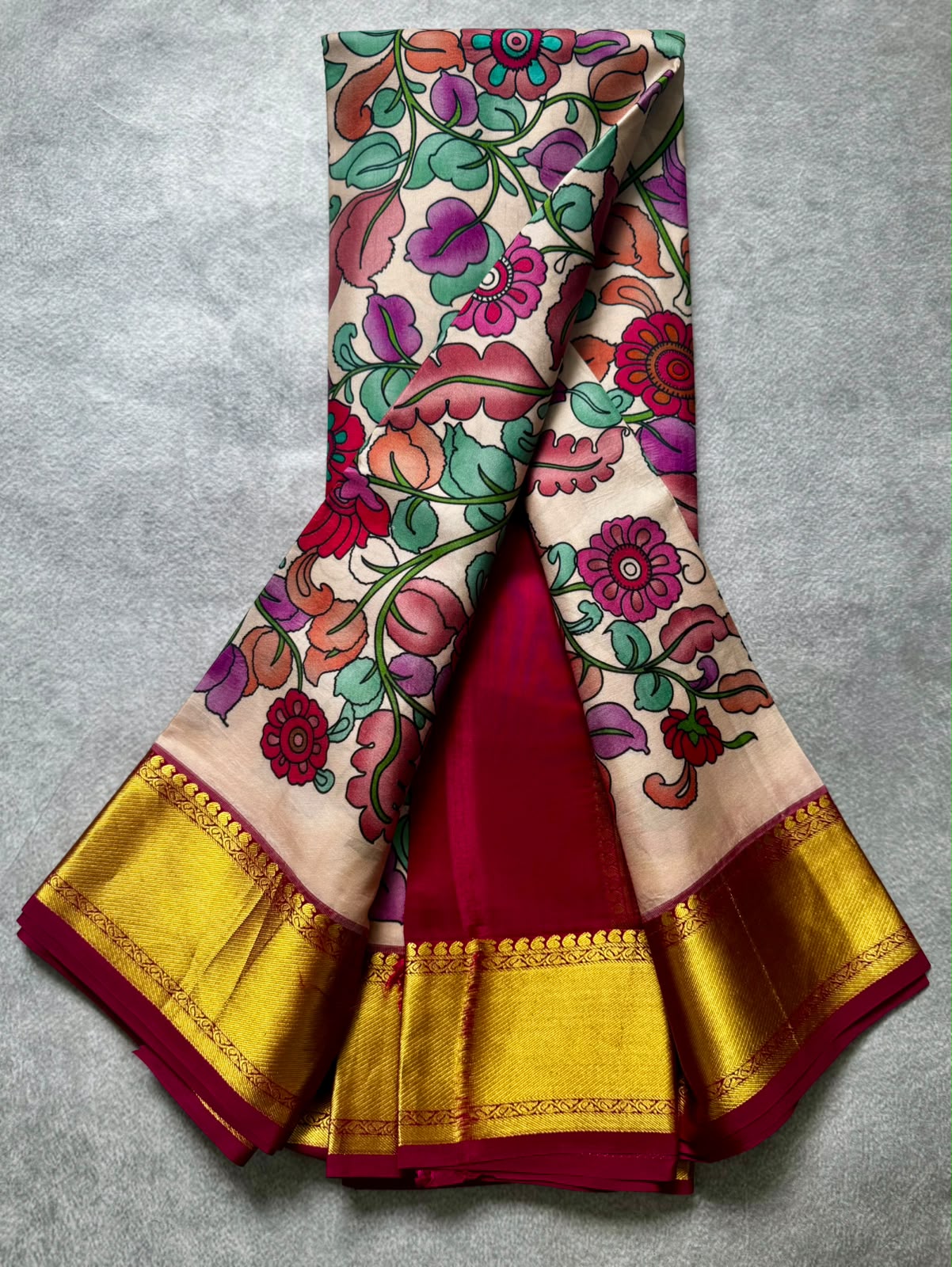 Digital print pure kanchi silk saree