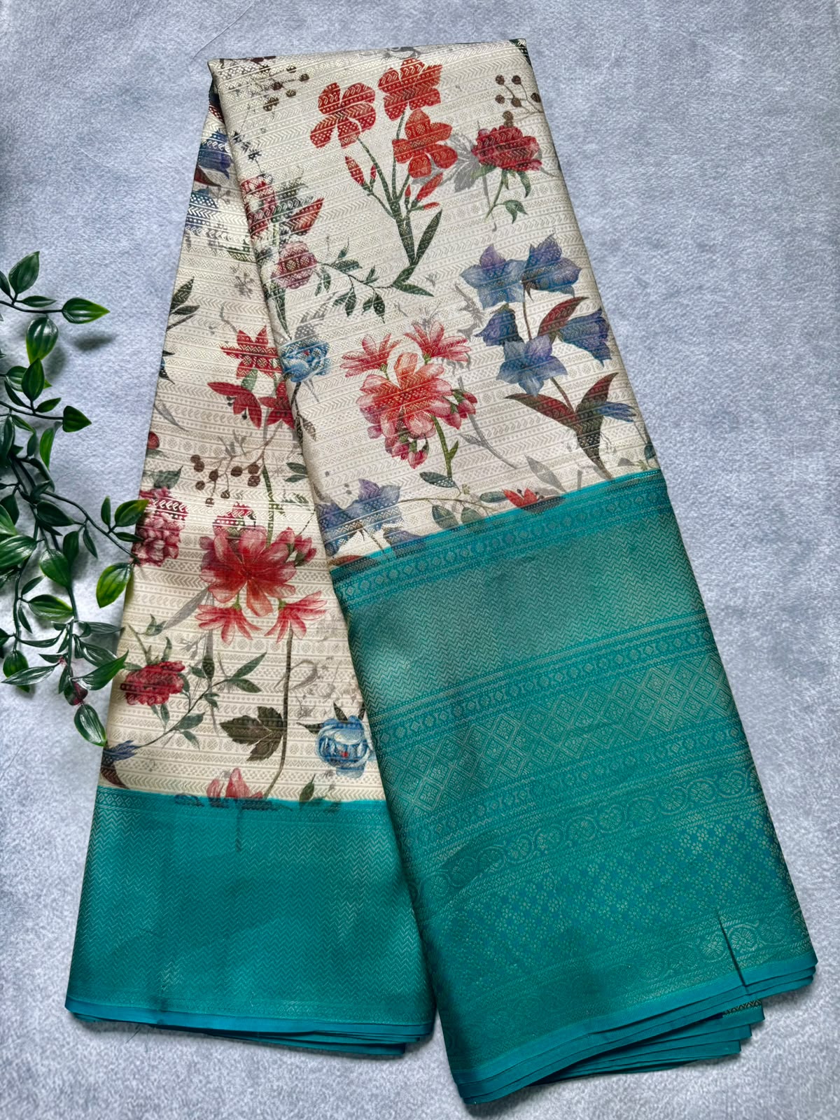 Digital print pure kanchi silk saree