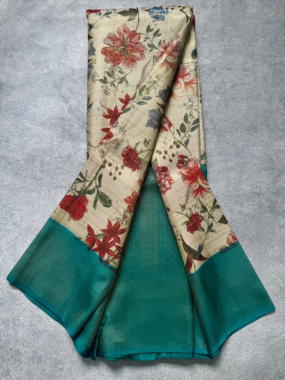 Digital print pure kanchi silk saree