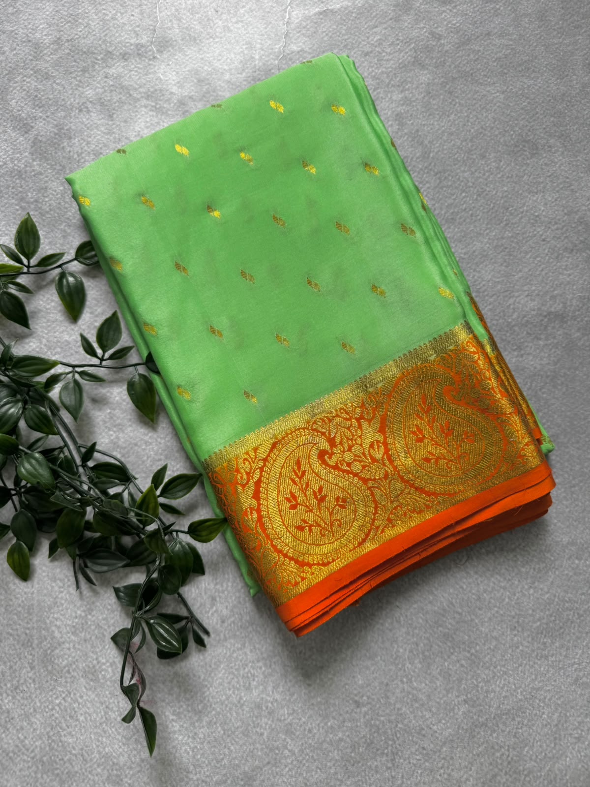 Green pure mysore crepe silk saree