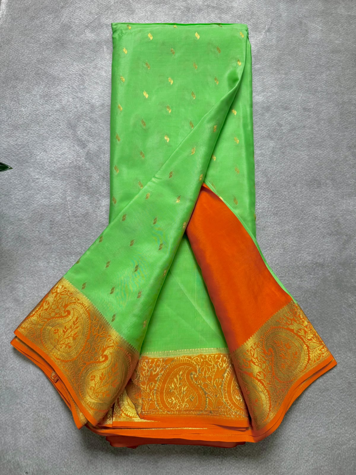 Green pure mysore crepe silk saree
