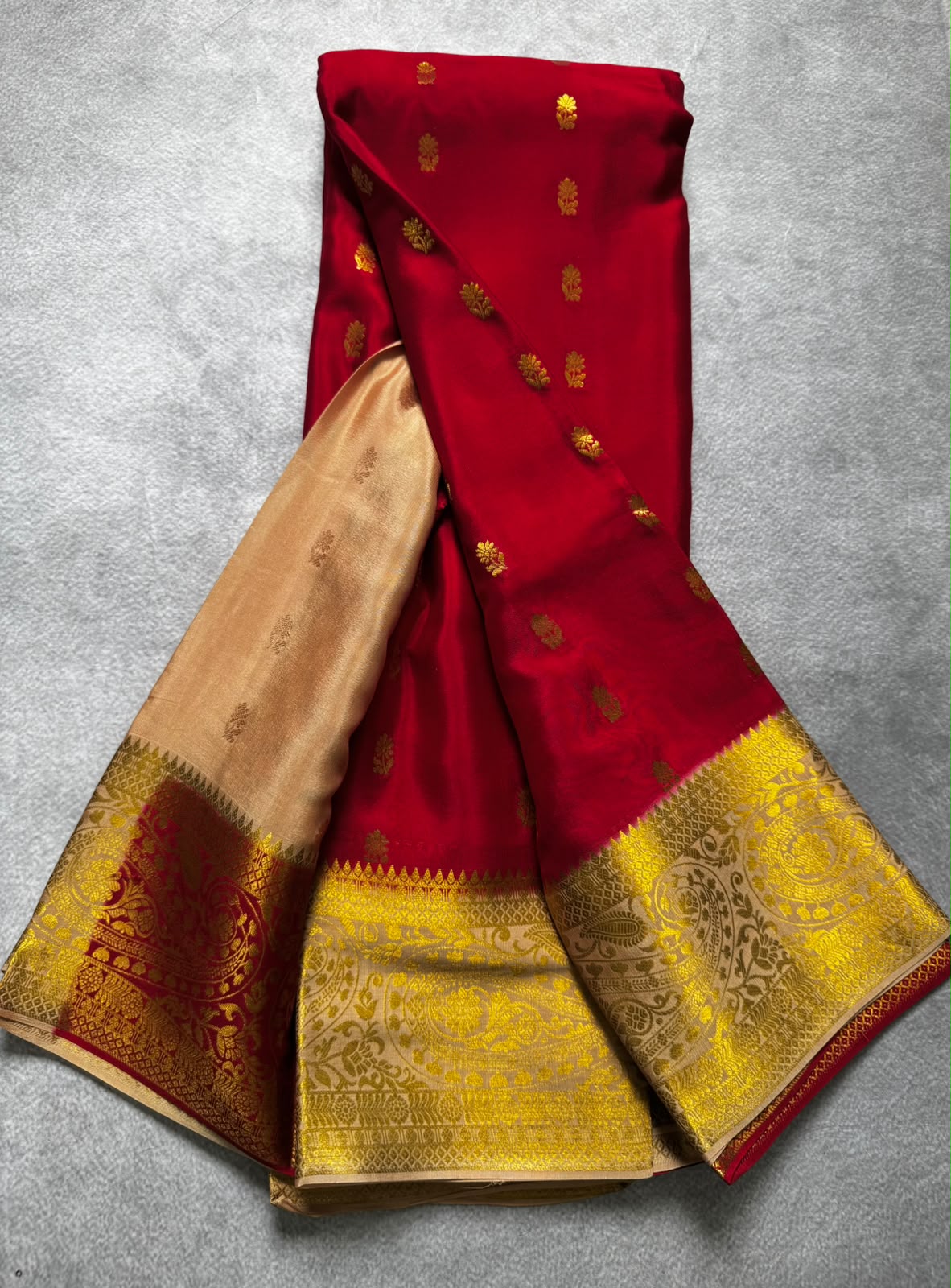 Red pure mysore crepe silk saree