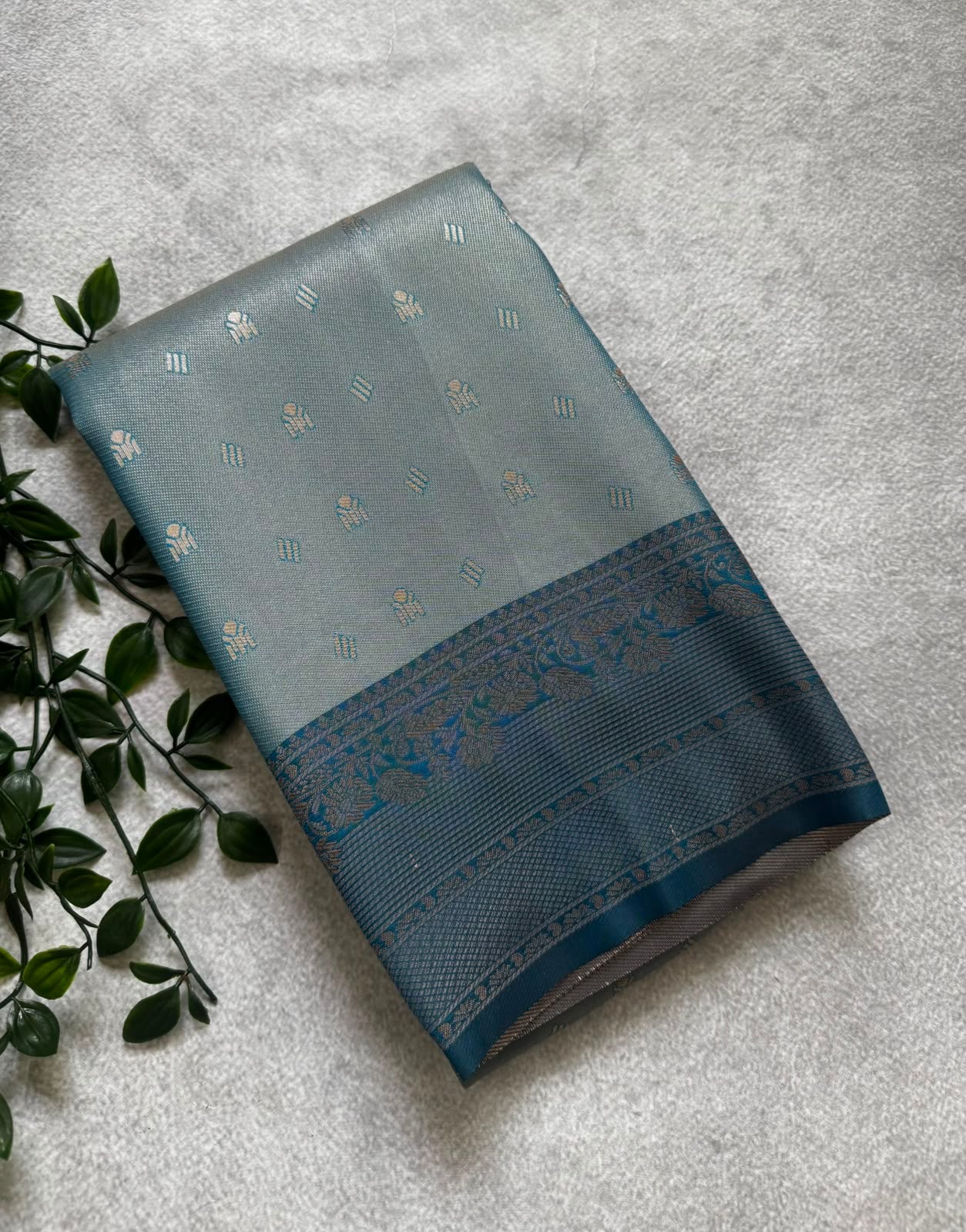 Grey soft silk saree