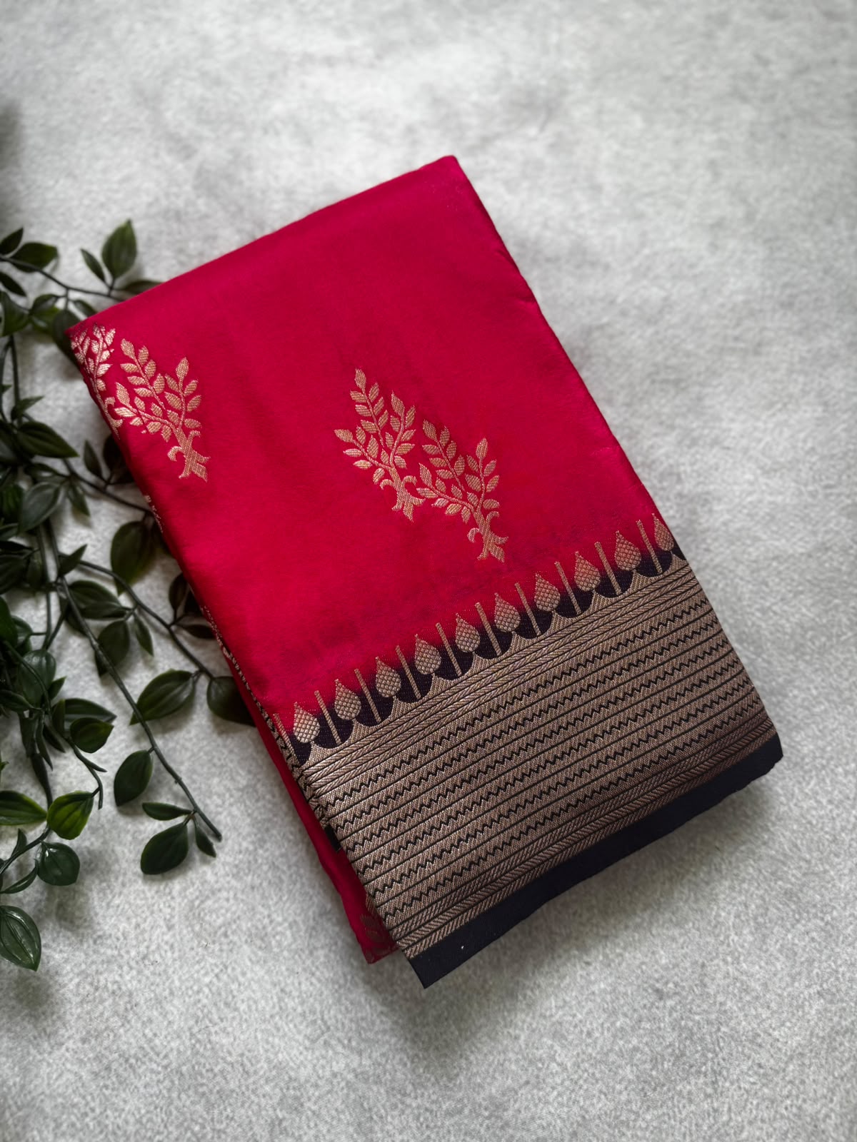 Pink crepe saree