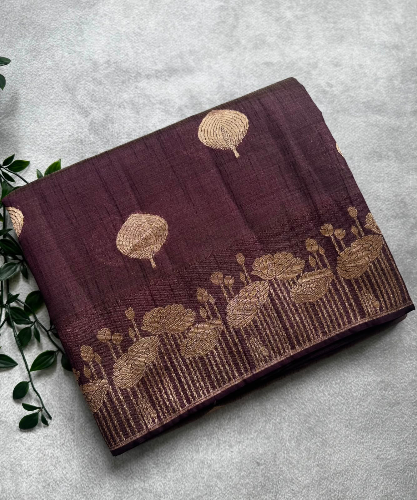 Purple tussar saree