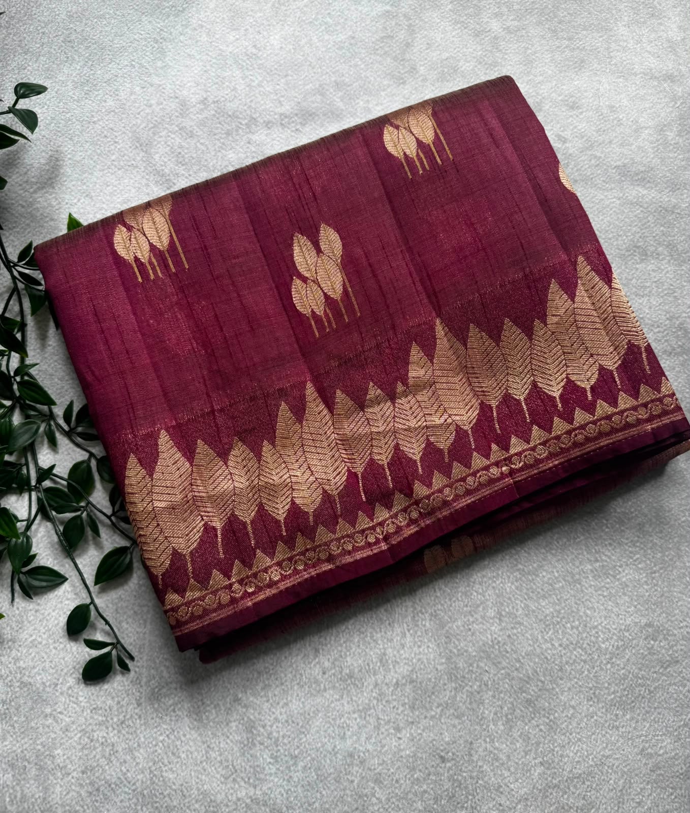 Maroon tussar saree