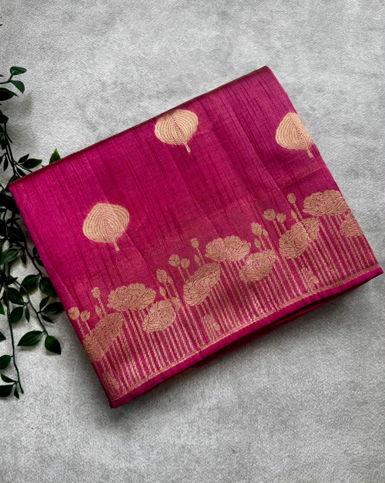 Pink tussar saree