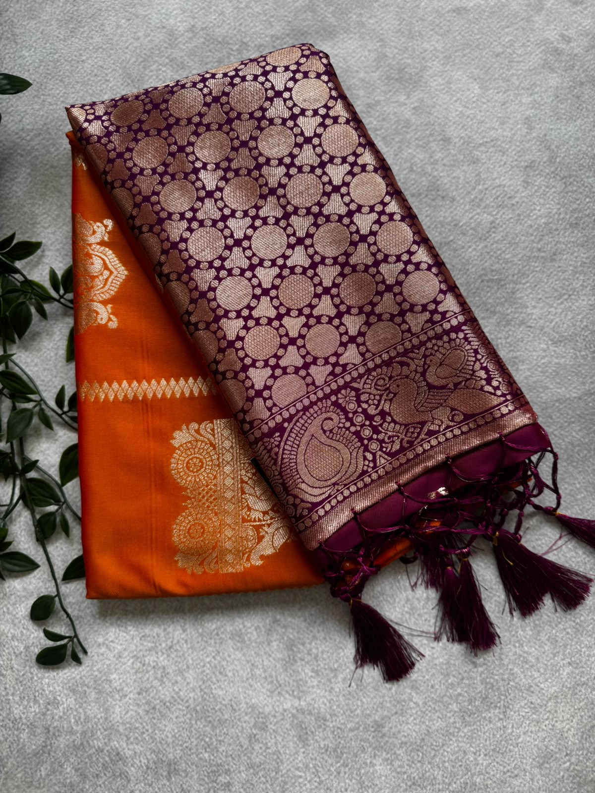 Orange soft silk saree