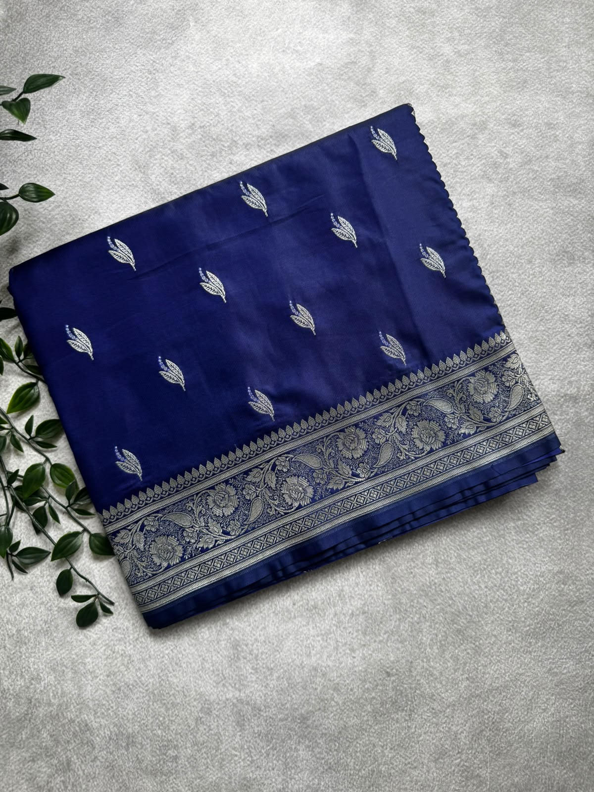 Navy blue kathan silk saree