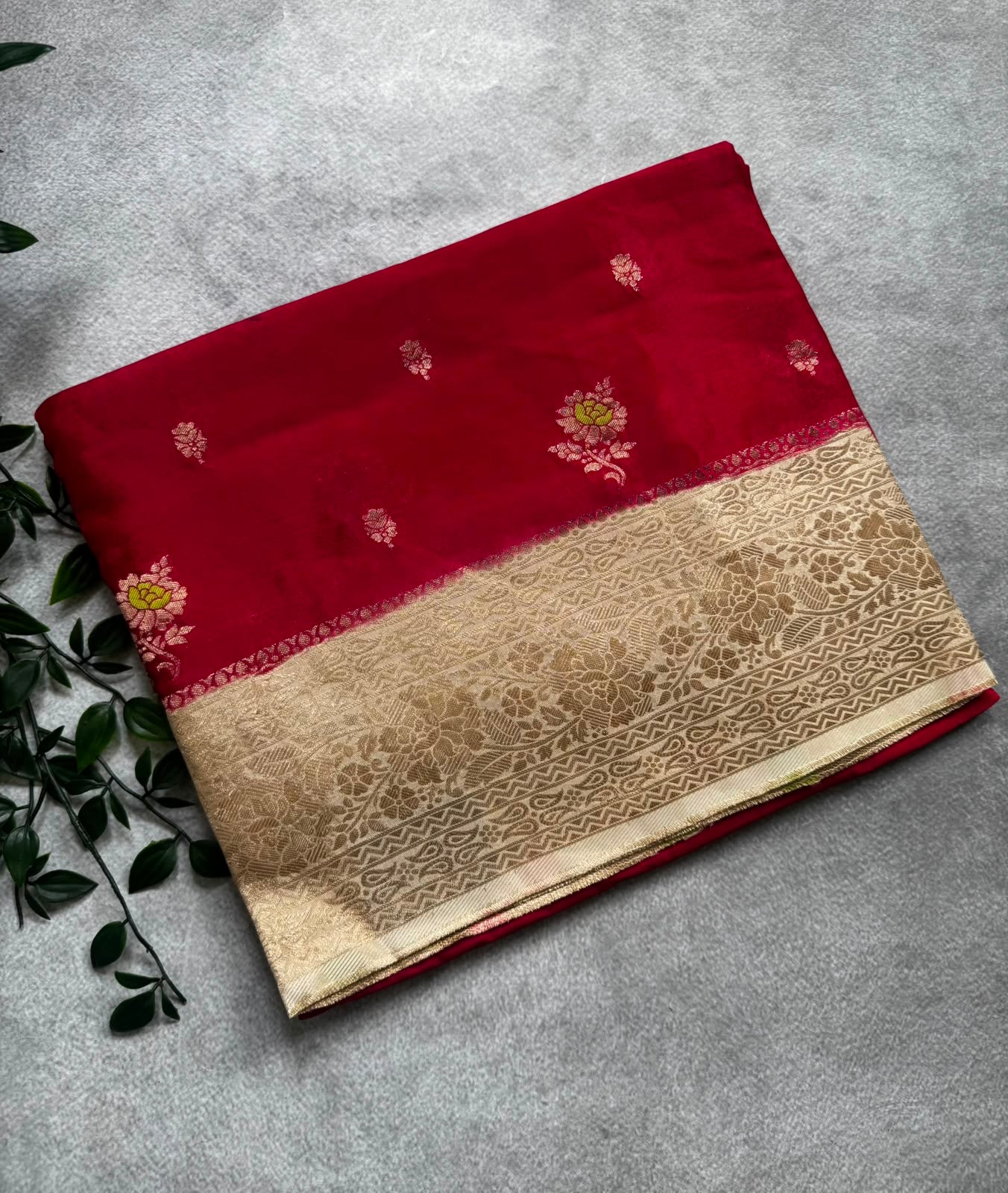 Pink crepe saree