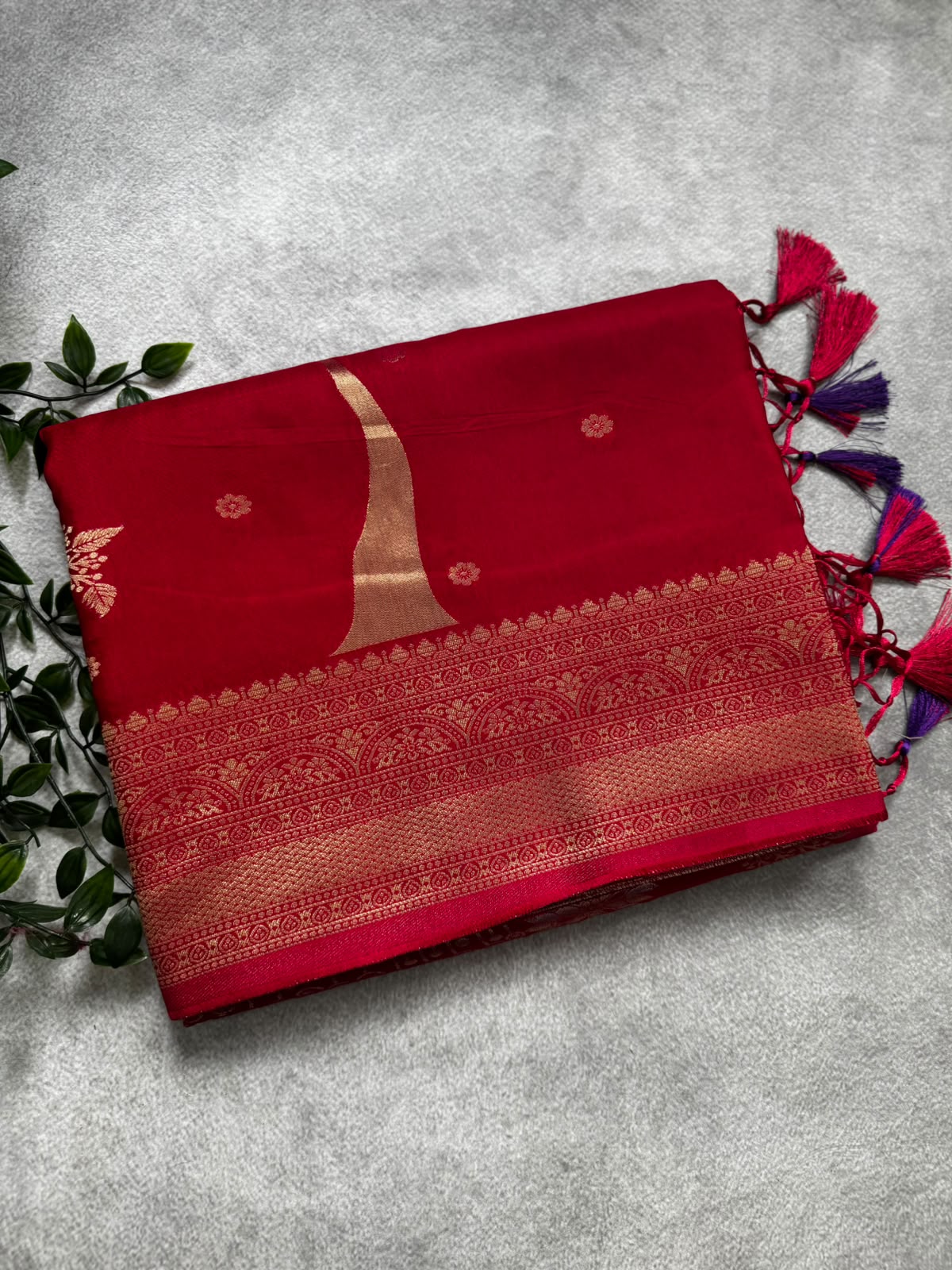 Pink crepe saree
