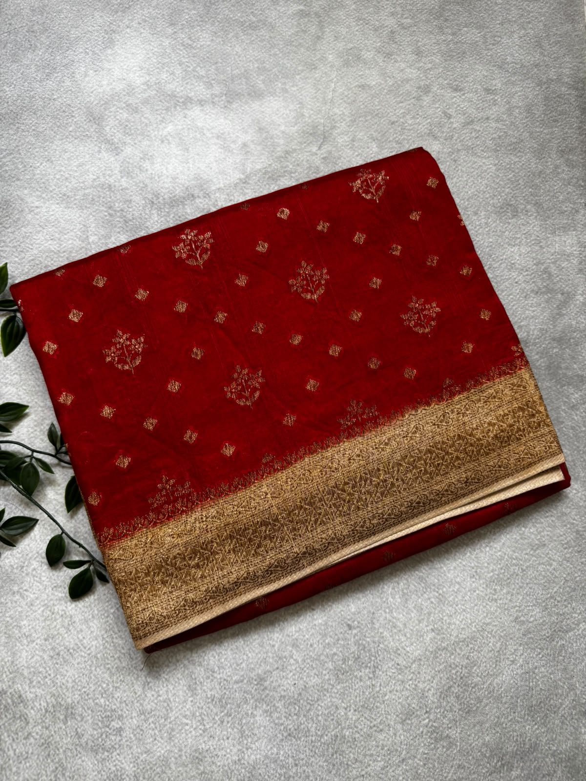 Red tussar saree