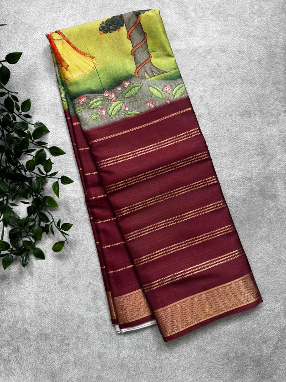 Digital print semi mysore silk saree