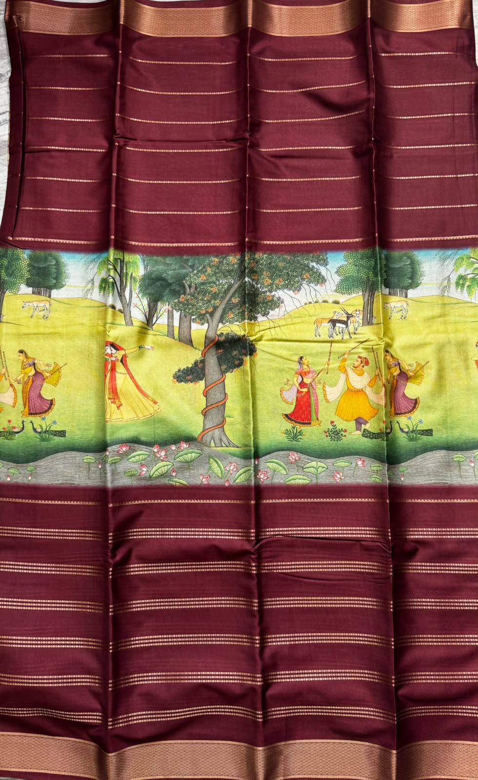 Digital print semi mysore silk saree