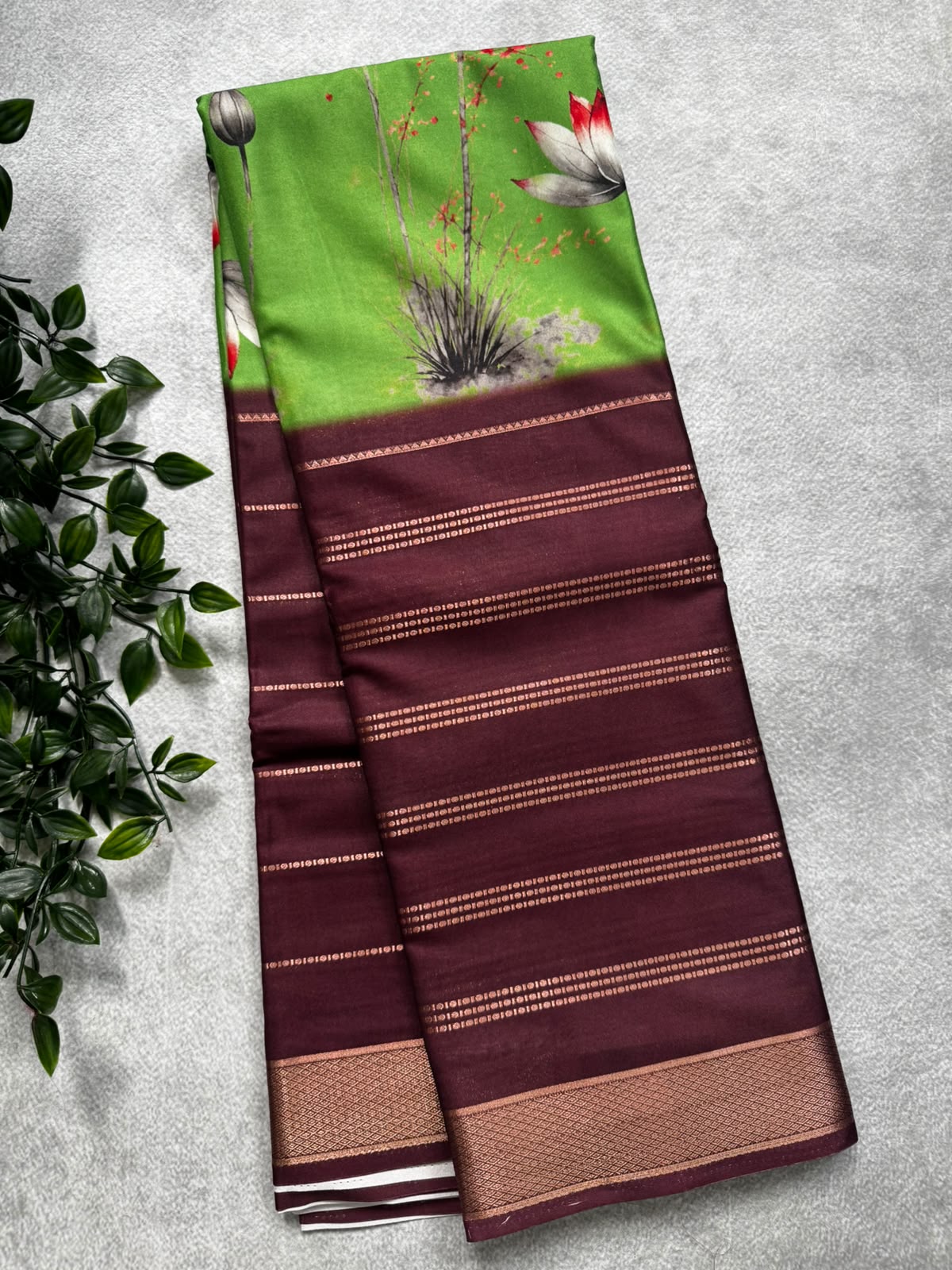 Digital print semi mysore silk saree