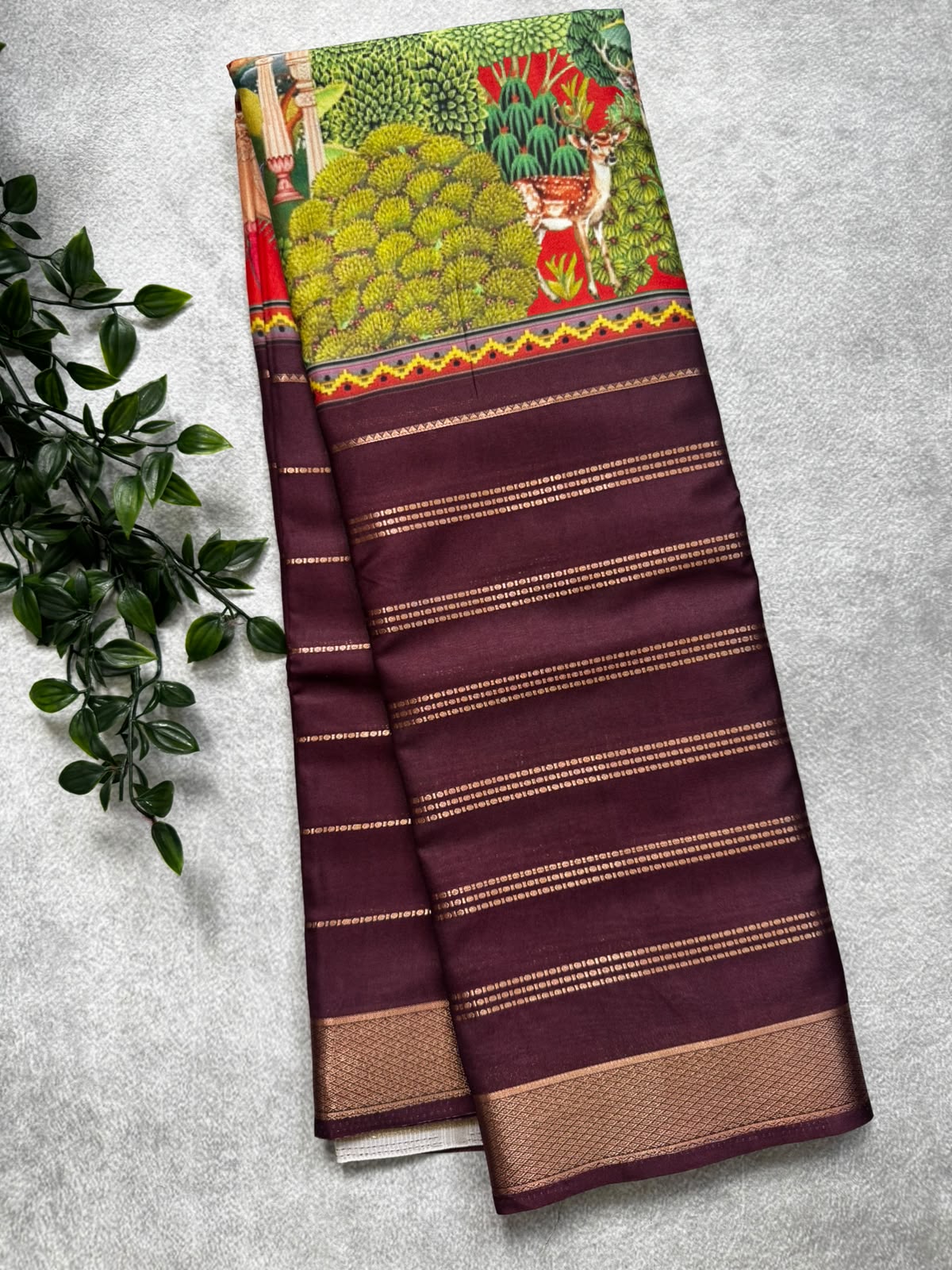 Digital print semi mysore silk saree