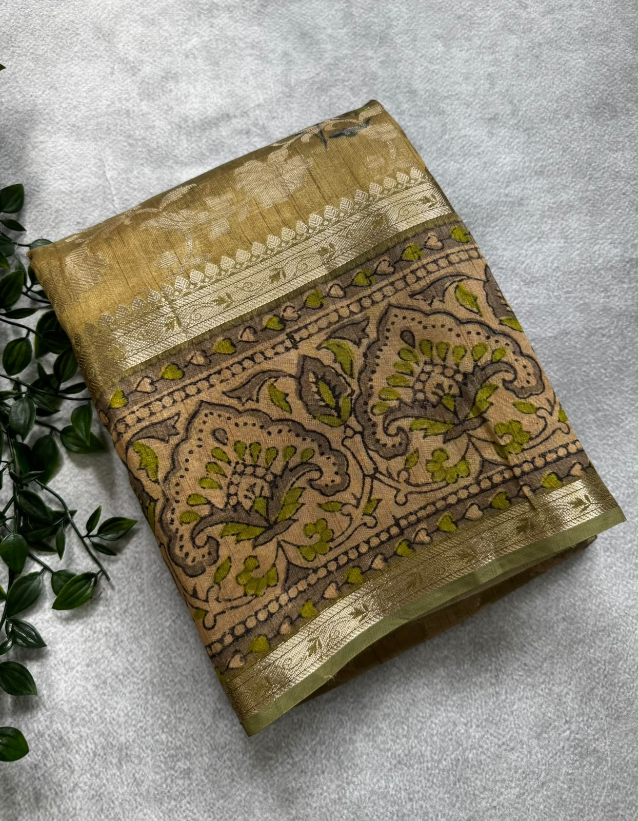 Cream tussar saree