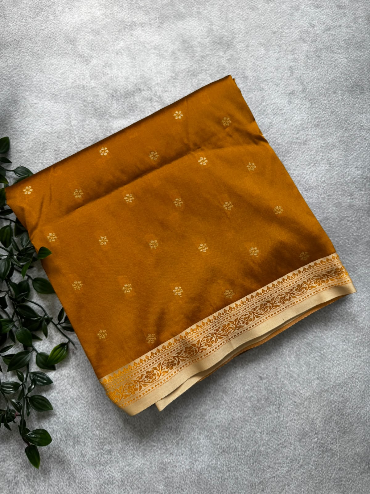 Mustard semi benarasi saree