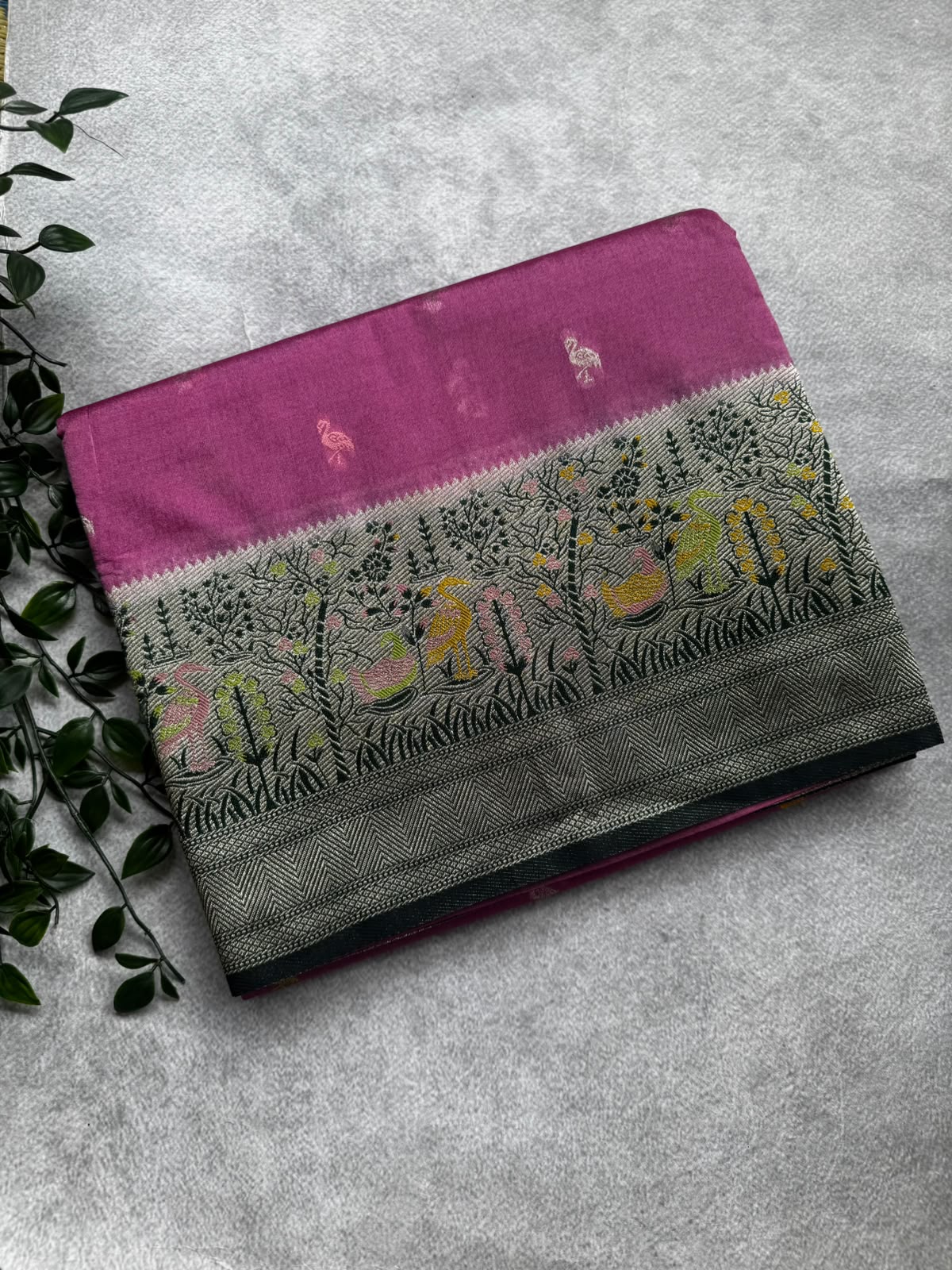 Lavender semi crepe saree