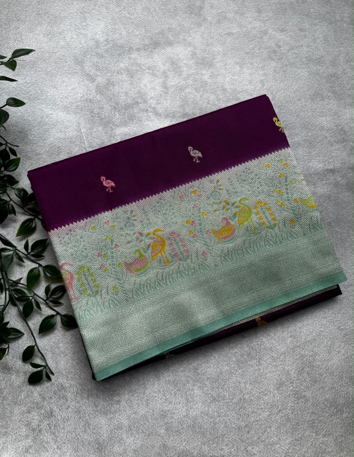 Purple semi crepe saree