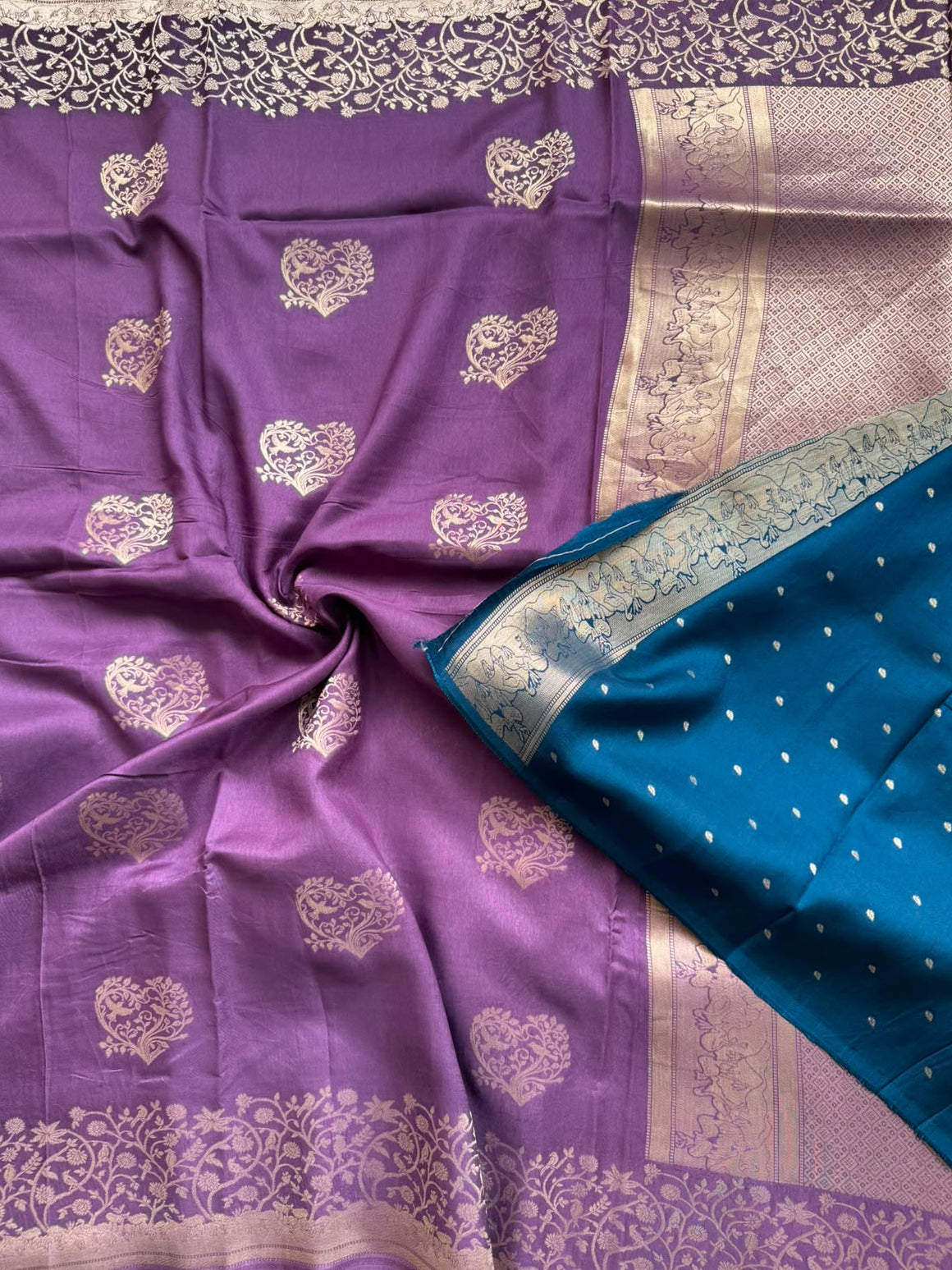 Plum purple crepe saree