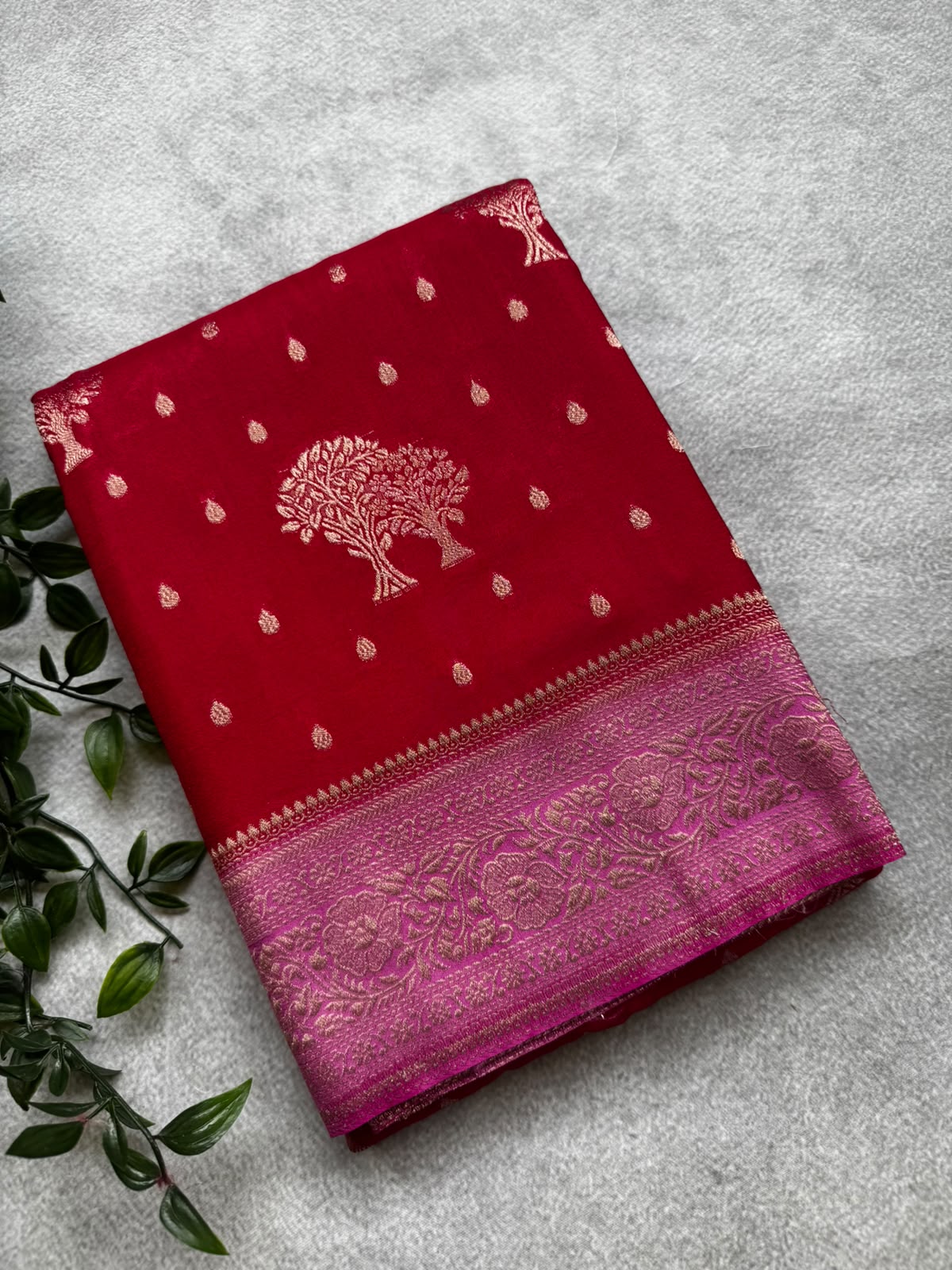 Pink semi crepe silk saree
