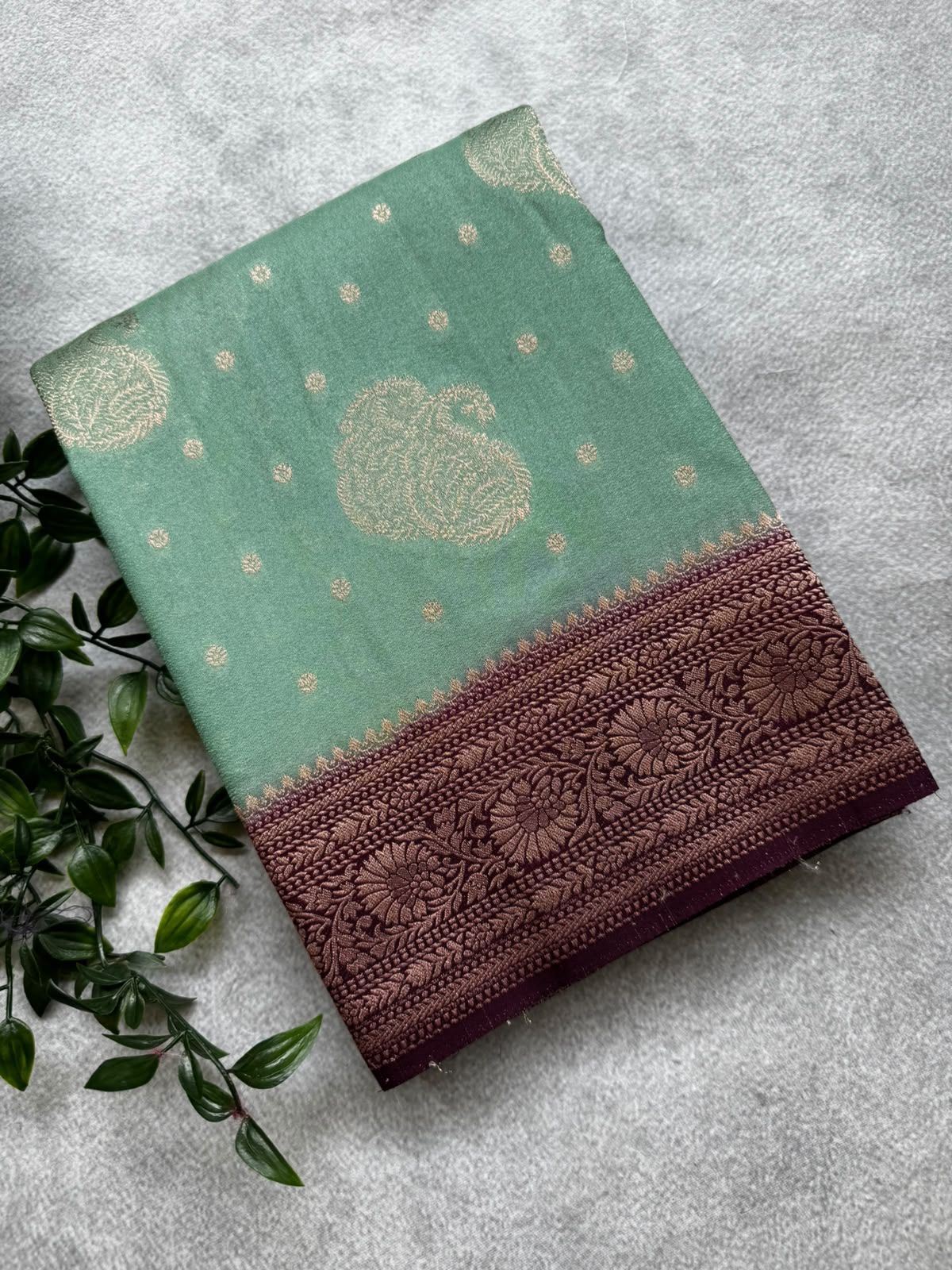 Pastel green semi crepe silk saree