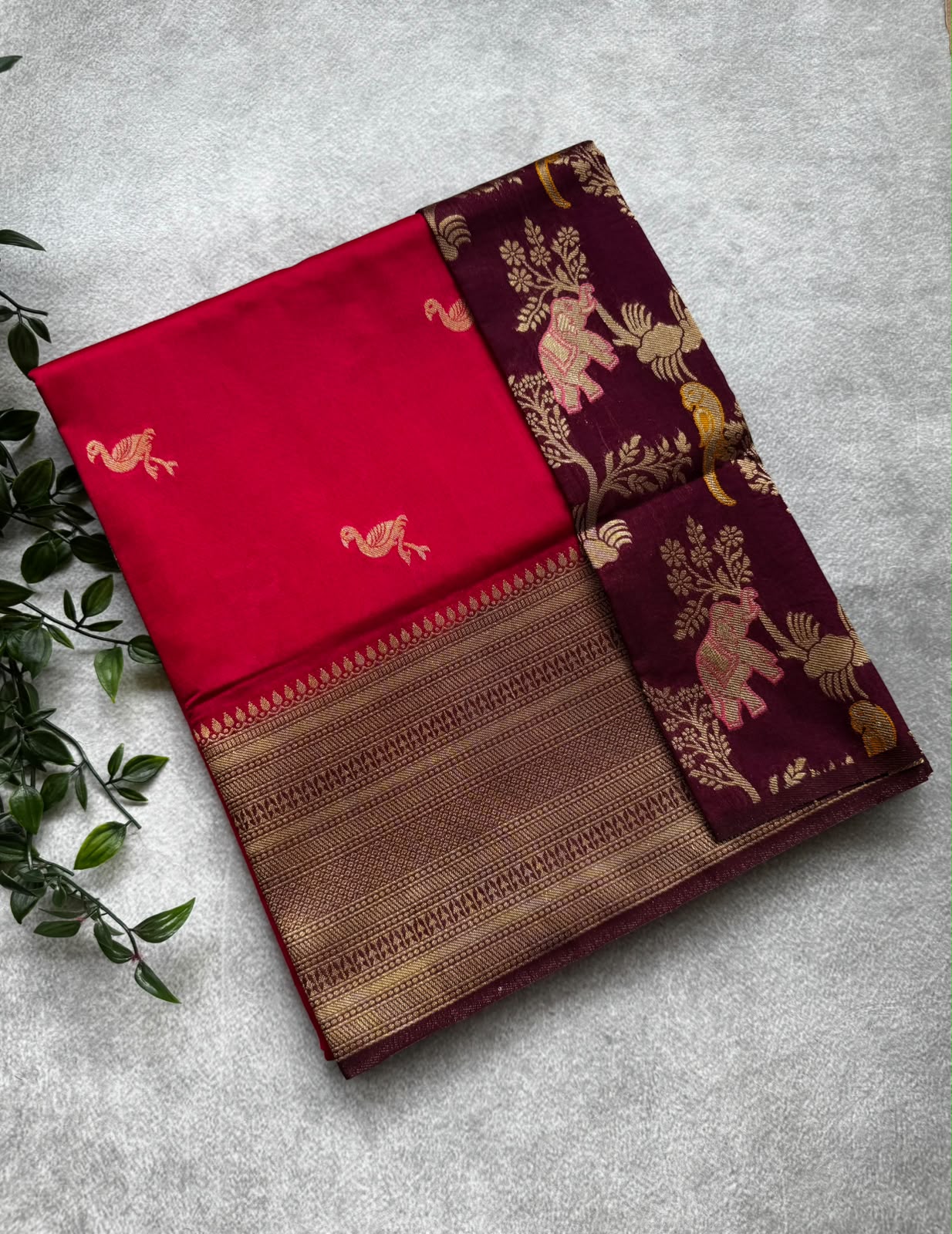 Pink small butta tussar saree