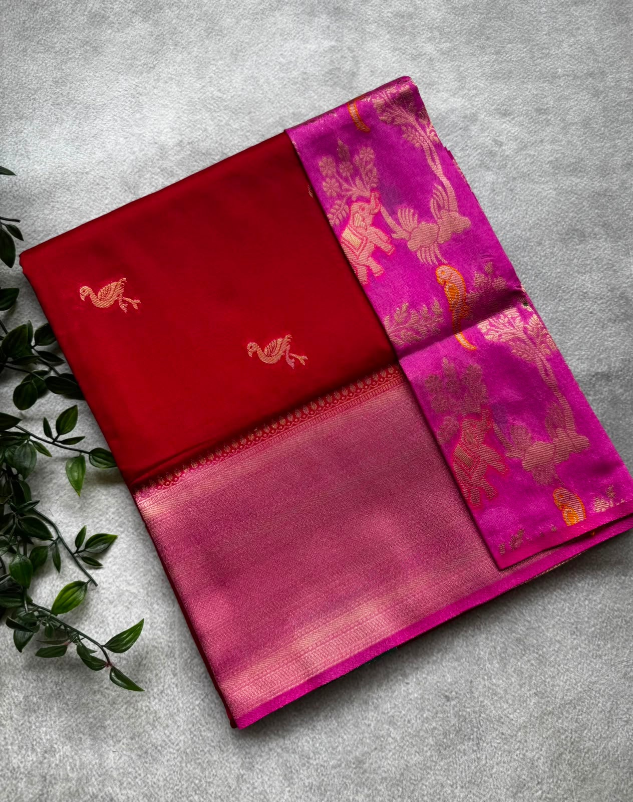 Pink small butta tussar saree
