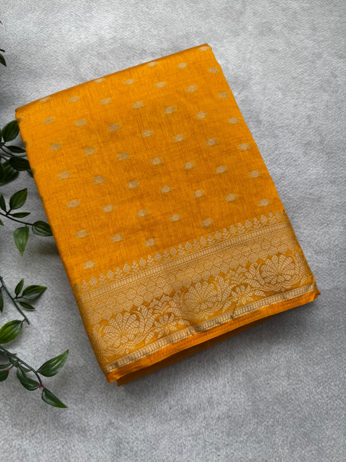 Mustard crepe silk saree