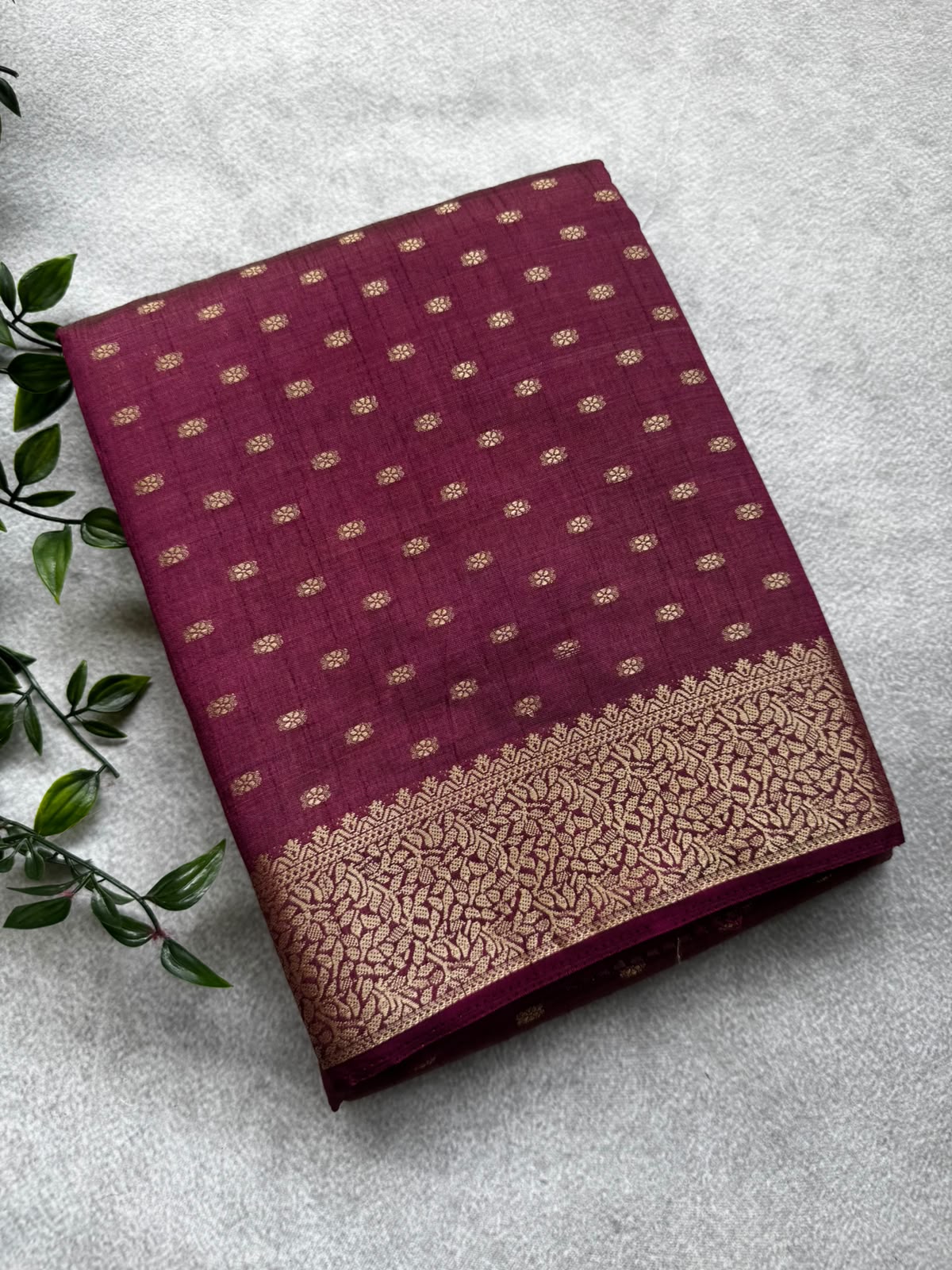 Magenta crepe silk saree