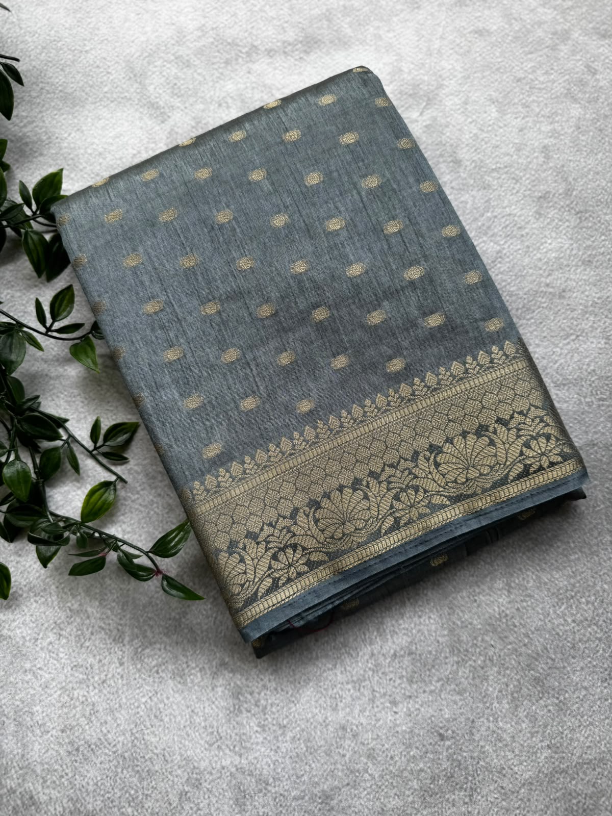 Grey crepe silk saree